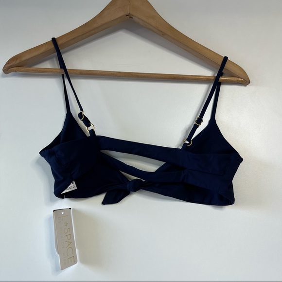 L*space navy blue flashback tie bow front bikini swim top - Picture 6 of 8